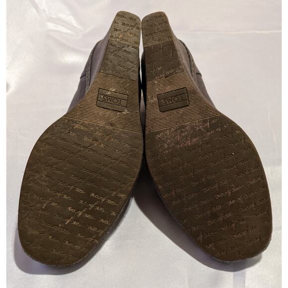 TOMS Women's Espadrille Wedge Heels Open Toe Ash Gray Canvas Shoes Size 9.5 - Picture 7 of 8